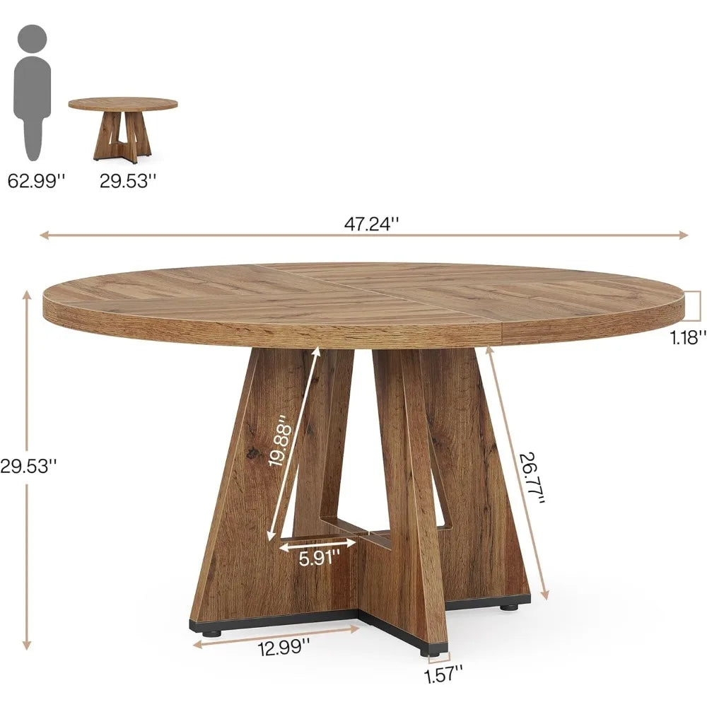 Juego de mesa y sillas de comedor, 47 pulgadas, 4 lujosas mesas y sillas de comedor, muebles de mesa redonda de cocina, mesa de comedor