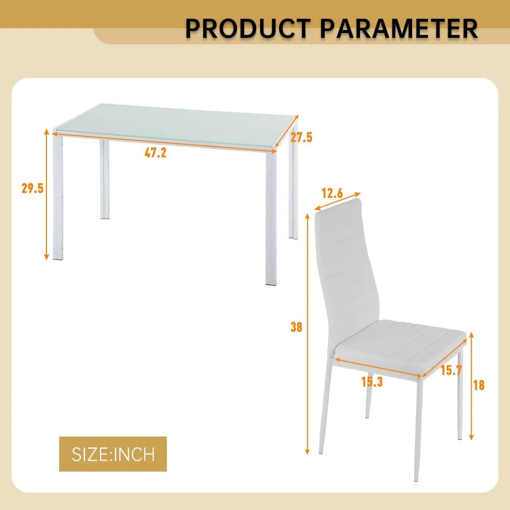 New Dining Table Set Glass for Small Spaces Kitchen Table and Chairs for 4 Table with Chairs Home Furniture Rectangular Modern