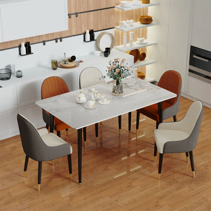 Mesa de comedor rectangular de mármol de alto brillo para 4 a 6 personas, isla de cocina, mesa de comedor para restaurante, patas de metal negro