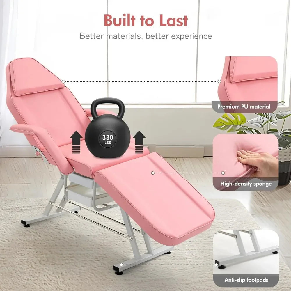 Massage Table Massage Bed, Adjustable Facial Chair Bed for Esthetician, Professional Massage Spa Salon Bed Eyebrow Chair