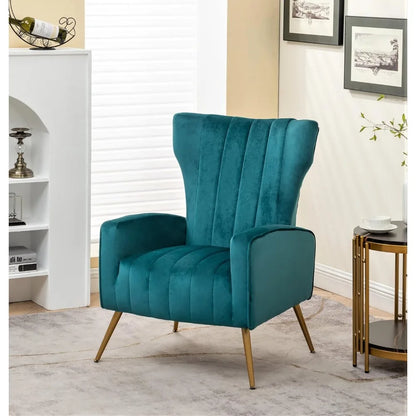 Modern Velvet Accent Chair for Living Room, Bedroom or Office with Stylish Metal Legs, Plush Upholstery and Wood Frame,