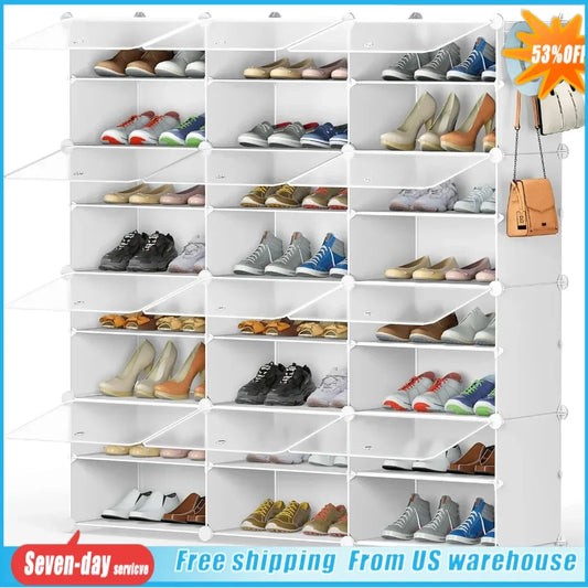 Shoe Furniture Organizer Shoes 8-Tier Shoe Rack Organizer for Closet 48 Pair Shoes Shelf Cabinet for Entryway Living Room Home