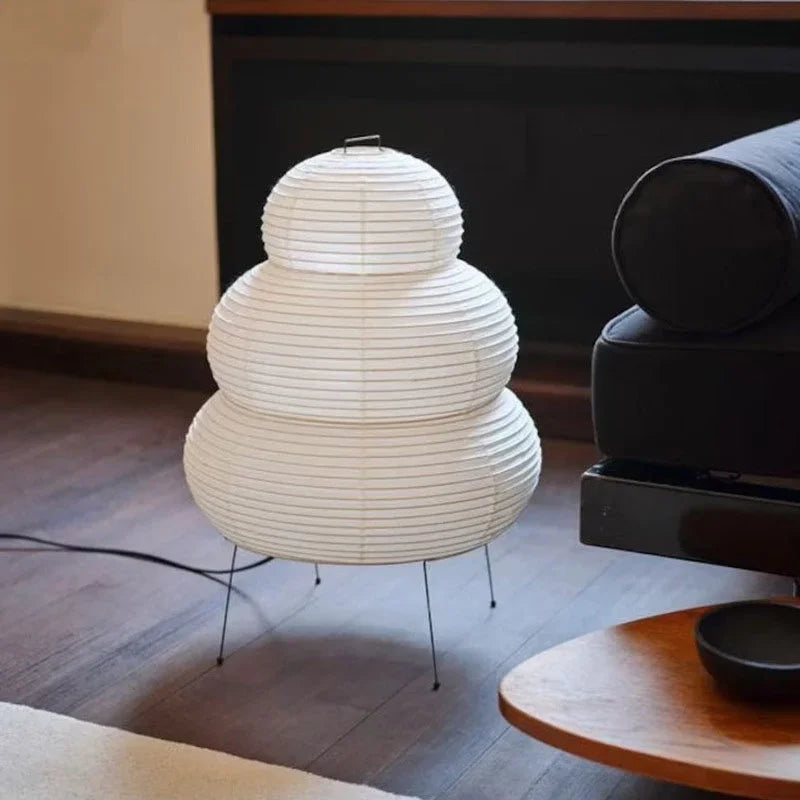 Lámpara de mesa de diseño japonés Akari Noguchi Yong, luces de escritorio decorativas de papel de arroz blanco para dormitorio, sala de estar, comedor, estudio, loft