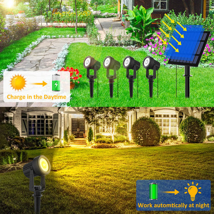 Lampe LED solaire d'extérieur 3000K/6000K/RGB, projecteur solaire de jardin, lampe murale solaire étanche IP65