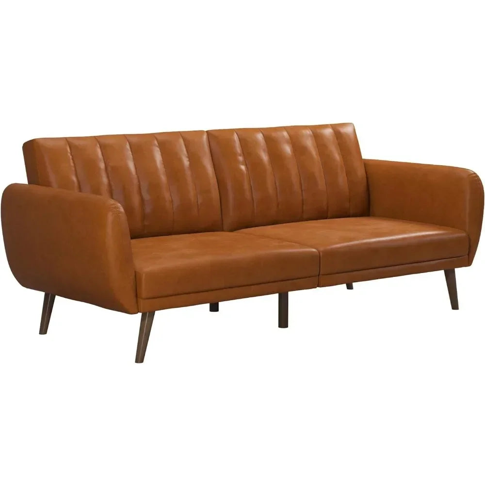 living room sofas Convertible Sofa & Couch, Camel Faux Leather Sofaes, Width: 81.5",Depth: 34.5",Height: 31.5" couch sofas