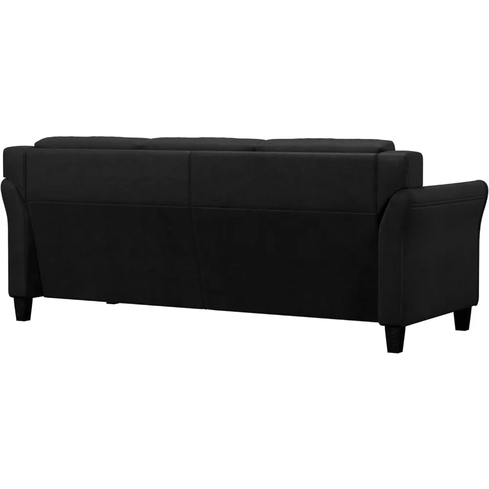 Sofá Harrington, negro, 31,5" de profundidad x 78,7" de ancho x 32,7" de alto, suave, cómodo y atmosférico, adecuado para sala de estar, dormitorio, oficina.