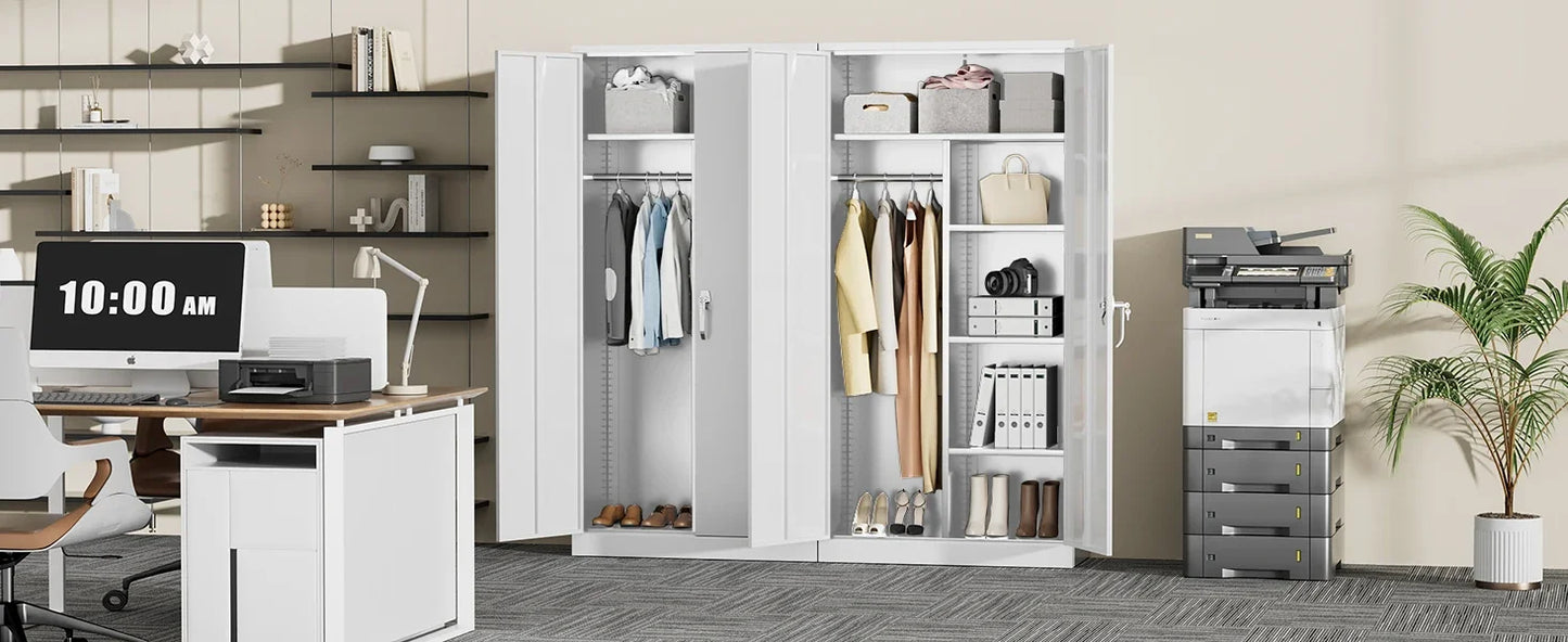 Metal Wardrobe Closet - 72" Bedroom With Lock Clothing Cupboard Open Cabinet Home Furniture Wardrobes Cabinets Cabinet/