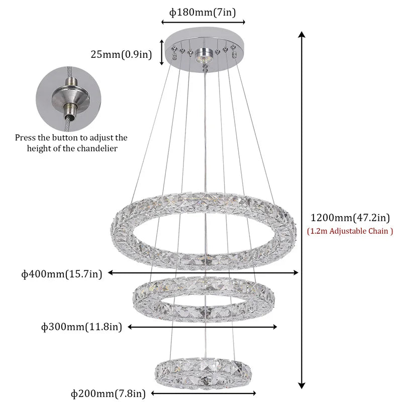 Modern Pendant Light Nordic Luxury K9 Crystal Led Chandelier Living Dining Room Ceiling Lamp Luminarie Chambre Home Decor Fixtur