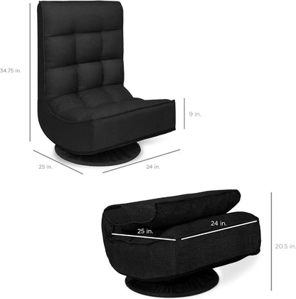 Silla de juego reclinable y plegable de Best Choice Products para el hogar, la oficina y la lectura con giro de 360 ​​grados y 4 posiciones ajustables