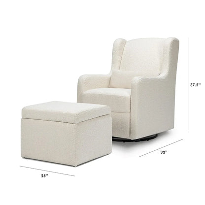 Carter's by DaVinci Adrian Swivel Glider with Storage Ottoman in Performance Cream Linen, Water Repellent and Stain Resistant,