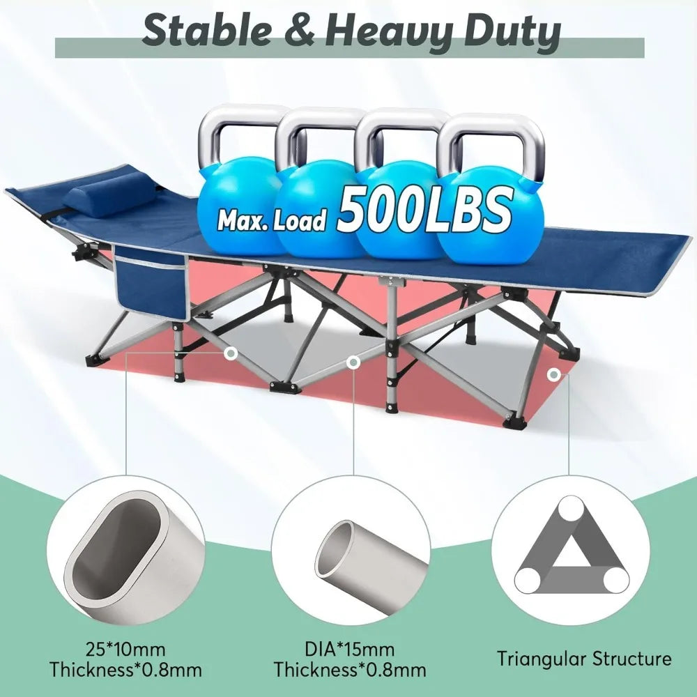 Lit de camping pliable pour adultes avec matelas, lit de camp portable, lits de couchage avec oreiller et sac de transport pour le bureau, la sieste à la maison