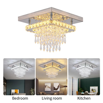 Modern Luxury Crystal Led Pendant Light Rain Drop Chandelier Ceiling Lamp Dining Living Room Nordic Decor Indoor Hanging Fixture