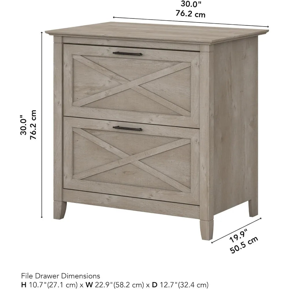 Classeur latéral à 2 tiroirs en gris délavé | Rangement de documents pour le bureau à domicile | Commode d'appoint avec tiroirs