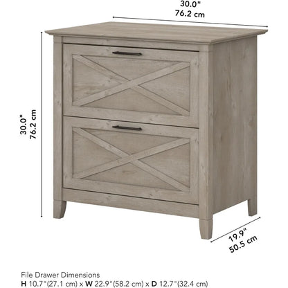 Classeur latéral à 2 tiroirs en gris délavé | Rangement de documents pour le bureau à domicile | Commode d'appoint avec tiroirs