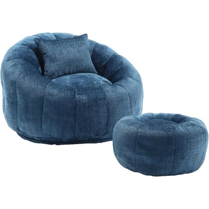 Swivel Accent Chairs,Leisure Round Chair with Ottoman,Comfy Single Sofa with Pillow for Hotel,Living Room,Bedroom,Barrel Chair