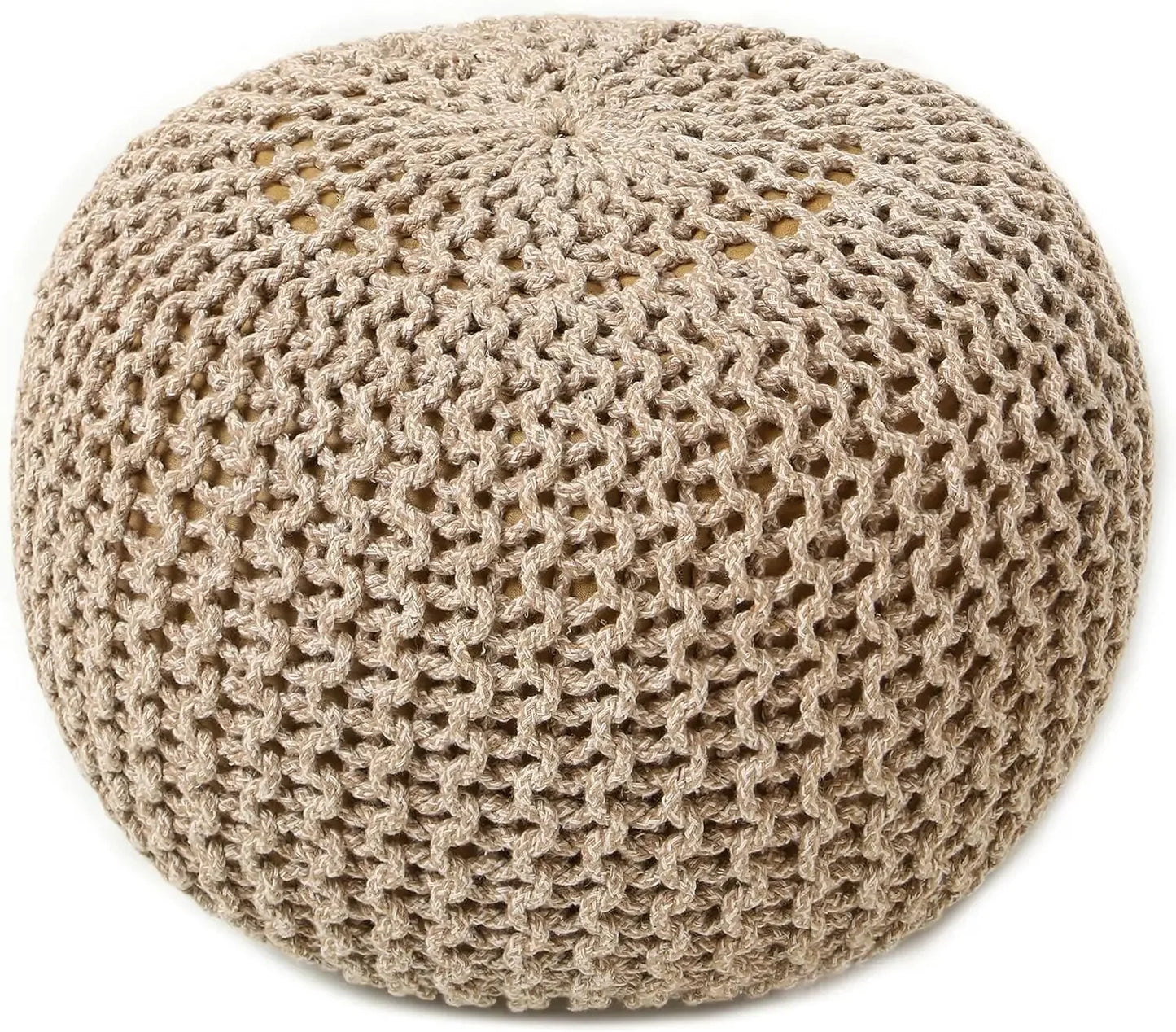 Pouf Ottoman  Hand Knitted Cable  Poof Home  Pouffe Circular Footrest for Living Room - Nursery Bedroom