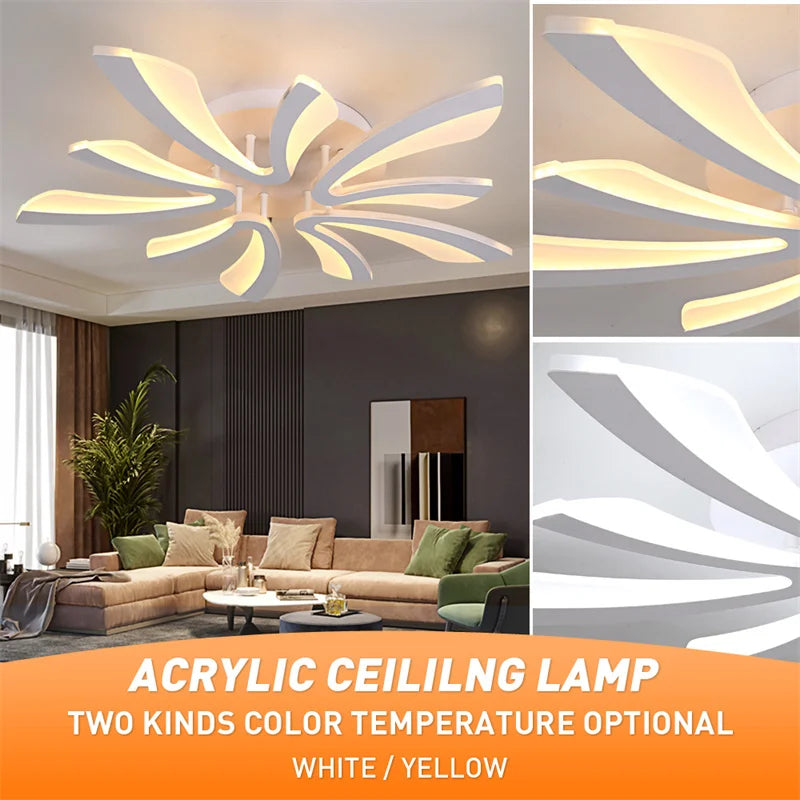 Modern Acrylic Led Chandelier Indoor Bedroom Living Room Dimming Plafond Kitchen Lighting Fixtures Pendant Light Lustres Decor