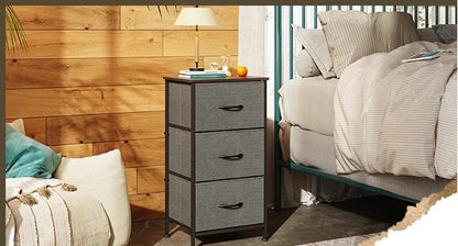 Dresser with 3 Drawers, Fabric Nightstand, Organizer Unit, Storage Dresser for Bedroom, Hallway, Entryway, Closets, Sturdy