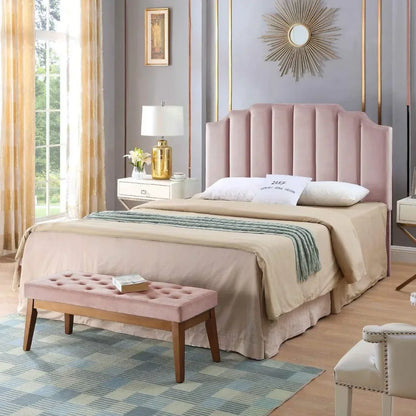 Pink Velvet Upholstered Queen Size Headboard Full Size Headboard,Tufted Headboard for Queen Bed Full Bed,Modern Vertical Channel