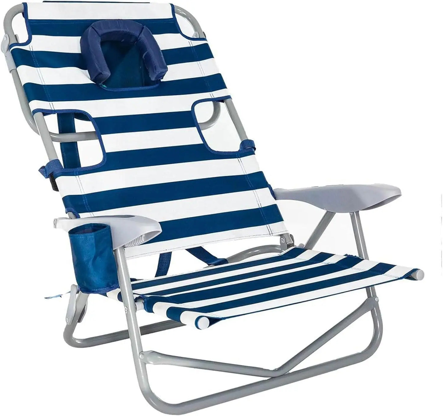 Silla de playa tipo mochila con orificio para la cara - Silla de salón portátil ajustable con portavasos y abertura para la cara - Hea