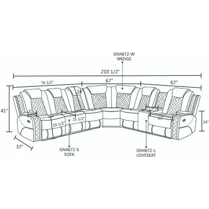 Fauteuil inclinable électrique sectionnel en cuir avec lumières LED, lumières de lecture, consoles de rangement, porte-gobelets, port de chargement USB