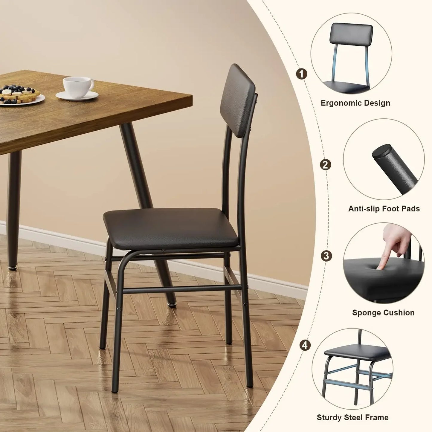 Mesa de comedor de cocina con 4 sillas para espacios pequeños Mesas y sillas de comedor Juego de comedor para apartamento Muebles para dormitorio