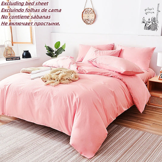 Kuup Parure de lit 3 pièces de couleur unie avec housse de couette et taie d'oreiller, literie douce, impression, linge de lit Queen Size, mode (sans drap)