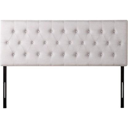 Queen Size Upholstered Headboard Button Tufted Upholstery Adjustable Height Easy Assembly with Adjustable Height Light Grey