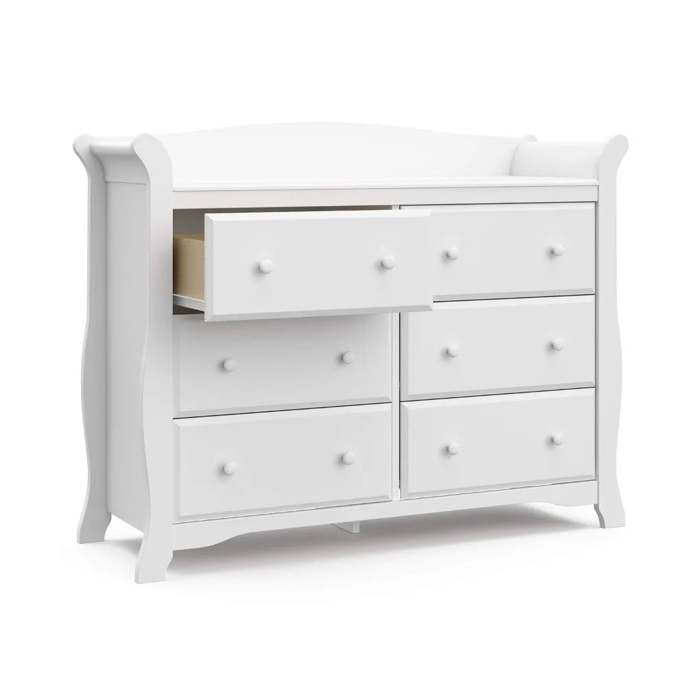 Commode double à 6 tiroirs Avalon pour chambre à coucher, organisateur de commode pour chambre d'enfant, coffre pour chambre à coucher avec 6 tiroirs, design classique