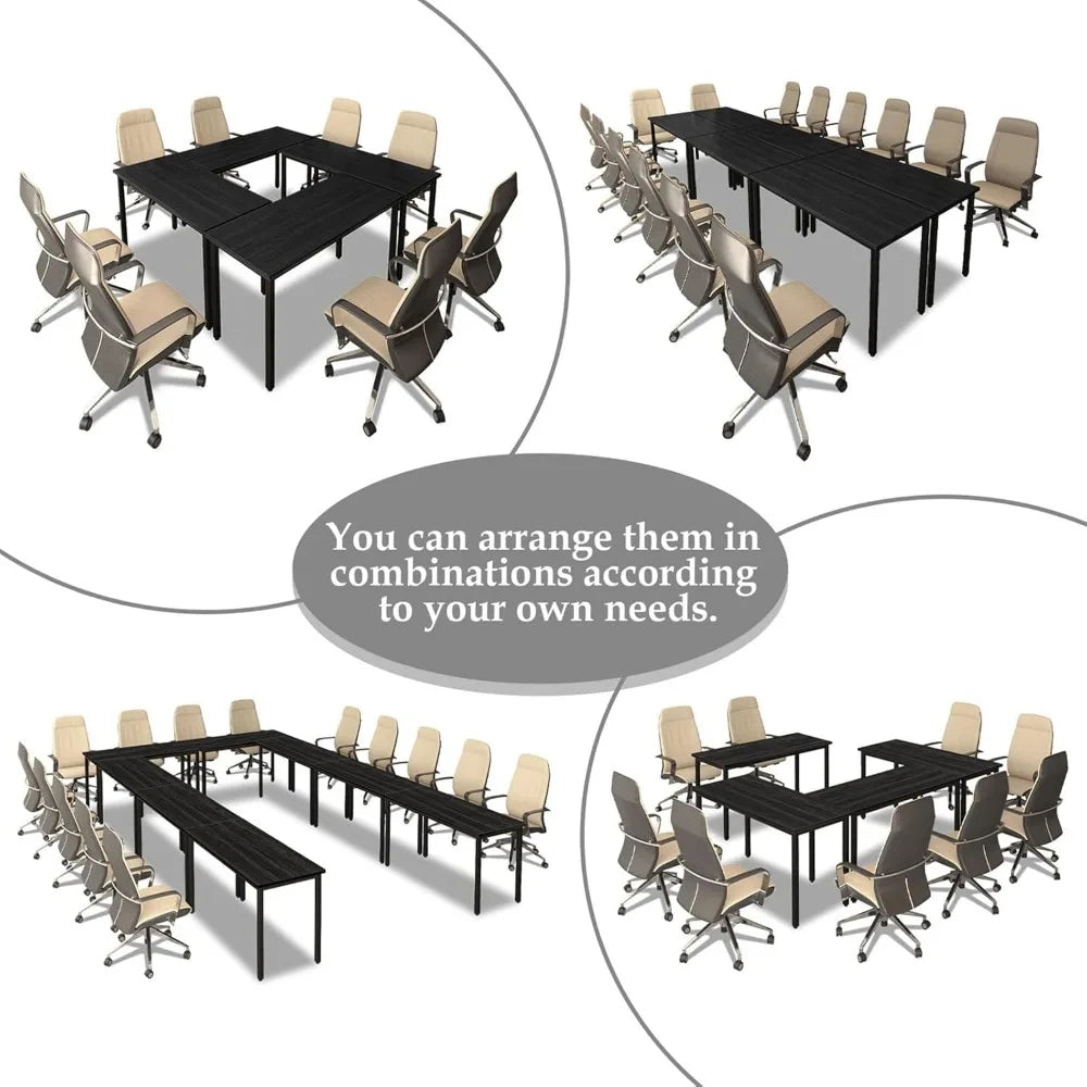 Conference Table Chairs,  Set 8FT Tables & 10pcs Chairs Set for Conference Room Meeting Room Office, Black