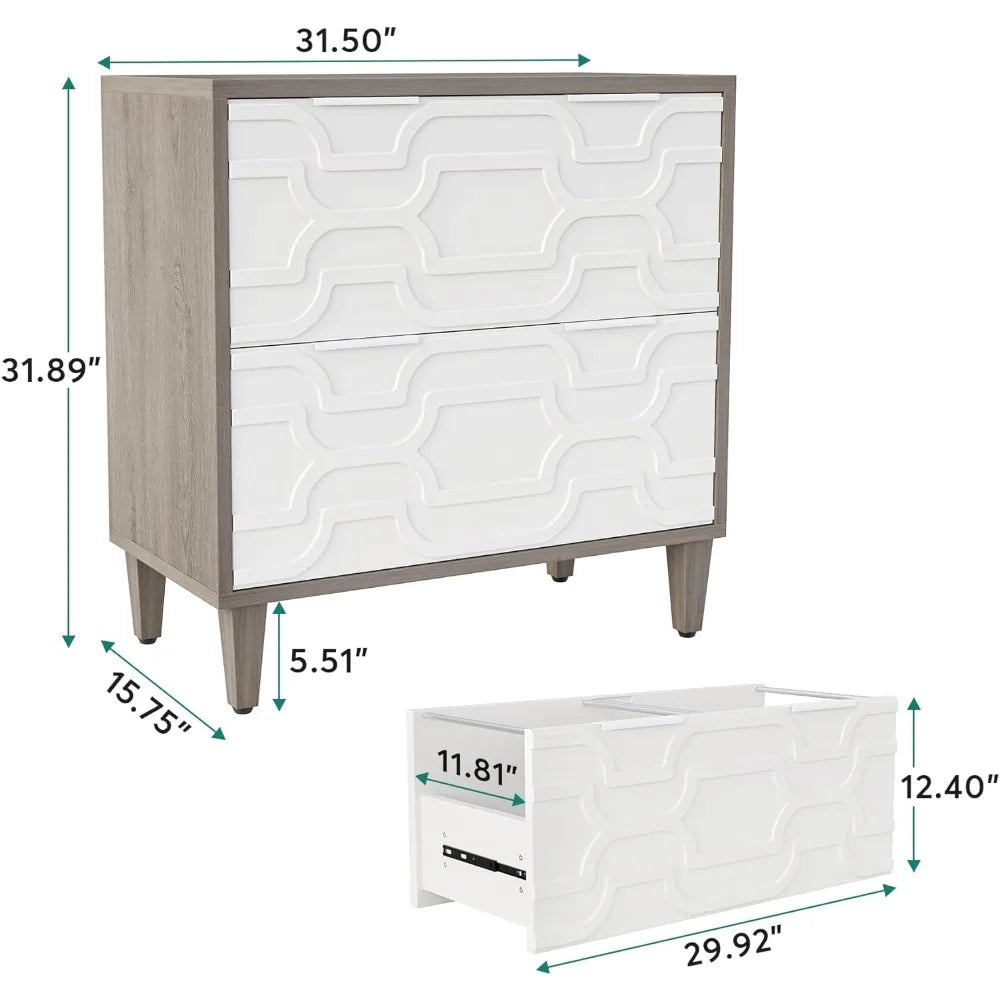 2-Drawer File Cabinet, Lateral Filing Cabinet for A4/Letter/Legal Size Office Storage Cabinet, Printer Stand with Storage Drawer