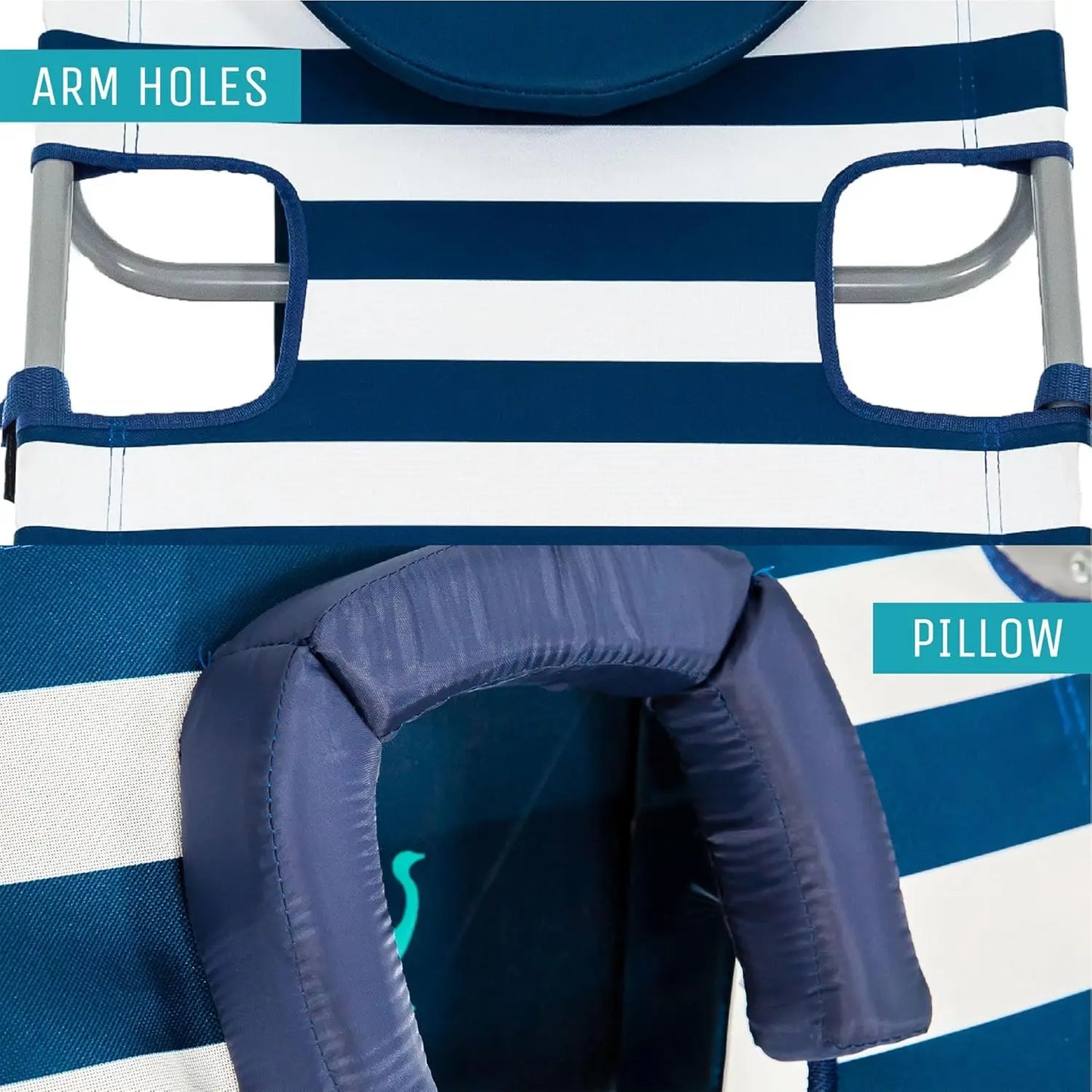 Silla de playa tipo mochila con orificio para la cara - Silla de salón portátil ajustable con portavasos y abertura para la cara - Hea