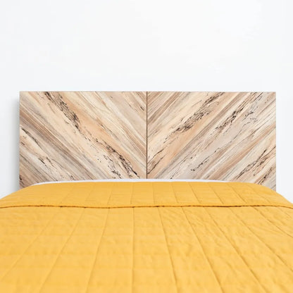 Cabecero de plataforma contemporáneo Piperton SOLAMENTE, tamaño Queen, madera natural, el patrón es expresivo, blanco de dos tonos