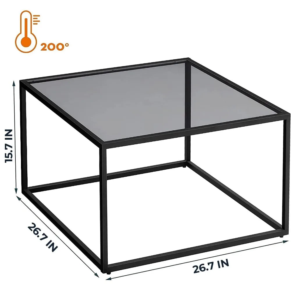 2024 New Glass Coffee Table Square Simple Center Tables for Living Room