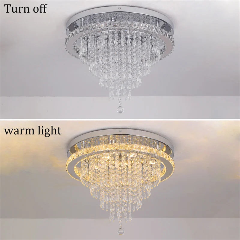 Modern K9 Luxury Crystal Ceiling Lamp Smart Led Living Dining Room Pendant Light Chandelier Remote Control Hanging Decor Luminai