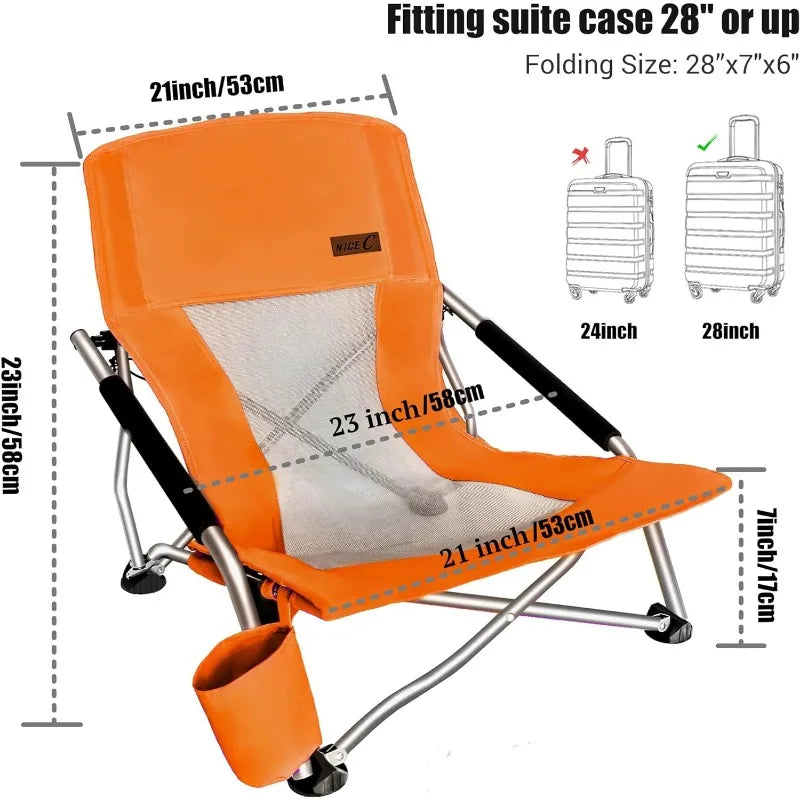 Low Chairs, Sling, Folding, Portable, Concert, Kids, Boat, Sand Beach Chair for Adults