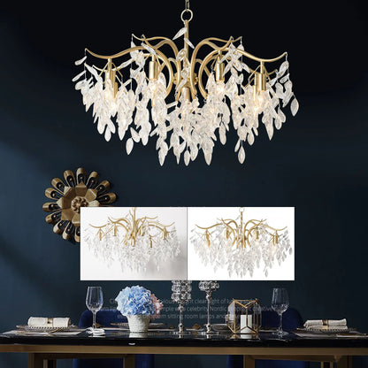 Modern Gold Metal Crystal Chandelier Luxury Living Room Pendant Lamp Art Light