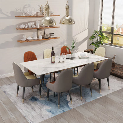 Extensible Dining Table Marble Top and Metal Frame Home Rectangular Kitchen Modern Furniture No Chairs