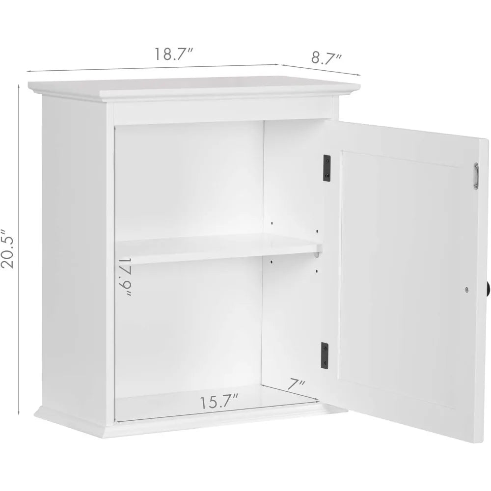 Small Bathroom Wall Cabinet, Wall Mounted Storage Cabinet, Medicine Cabinet Organizer for Bathroom, Kitchen, Living Room, White