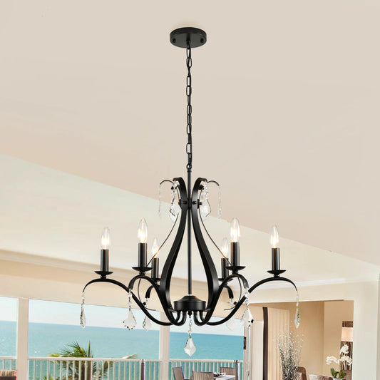 Modern Farmhouse Chandelier for Dining Room Living Room K9 Crystal Pendant Lighting Candle Chandeliers Home Decor Light Fixtures