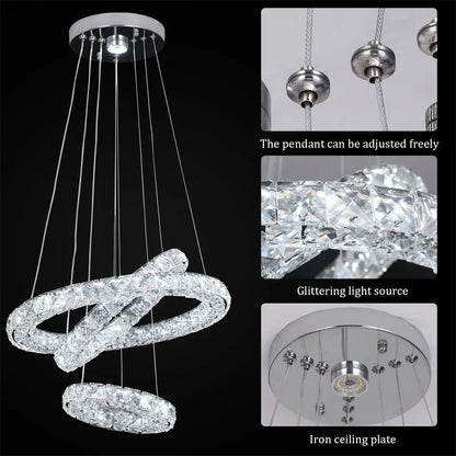 Modern Pendant Light Nordic Luxury K9 Crystal Led Chandelier Living Dining Room Ceiling Lamp Luminarie Chambre Home Decor Fixtur