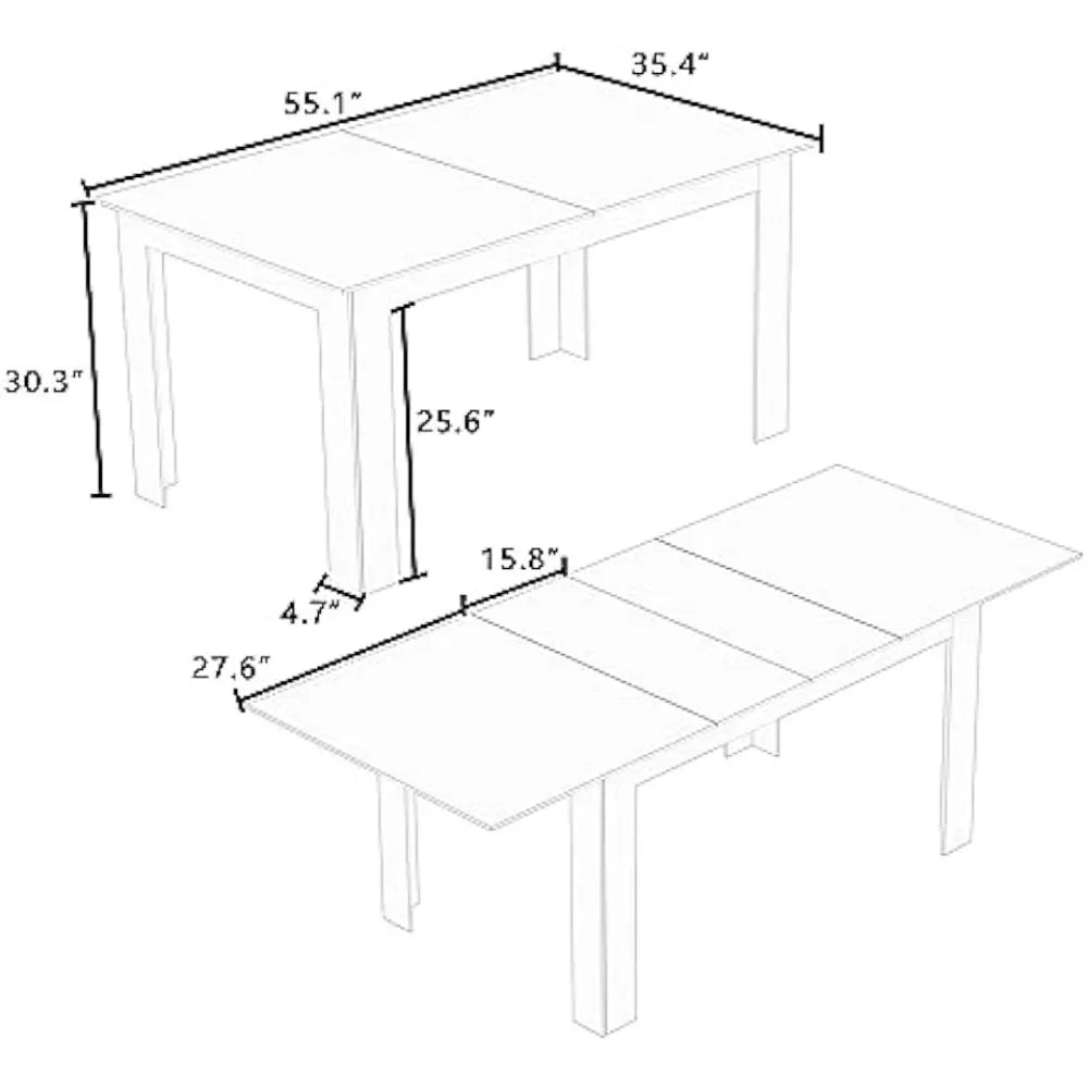 Table à manger rétractable pour 6 à 8 personnes, table à manger rétractable médiévale moderne avec rallonges, mobilier de cuisine et salle à manger