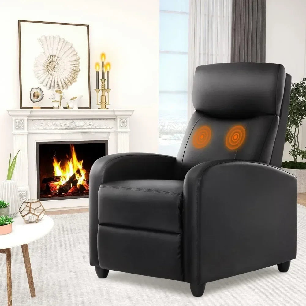 Living Room Chair Fabric Massage Recliner Chair Winback Chairs Adjustable Modern Reclining Chair with Padded Seat Backrest