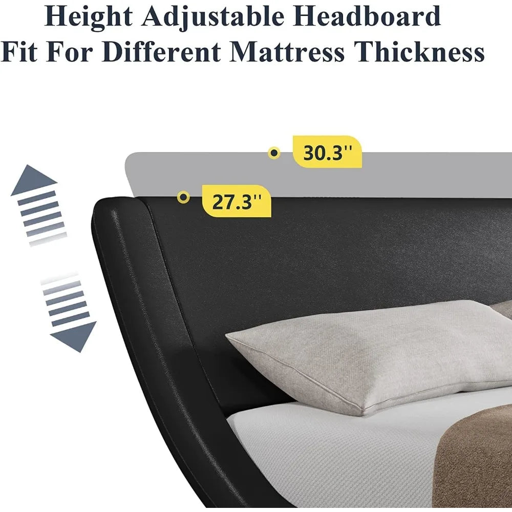 Queen Size Bed Frame with Ergonomic & Adjustable Headboard,Modern Upholstered Design - Easy Assembly, No Box Spring Required