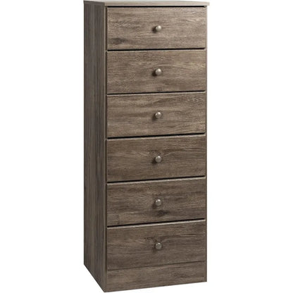 Astrid Tall White Dresser: 16"D x 20"W x 52"H, 6-Drawer Chest for Bedroom by Prepac - Perfect Chest of Drawers for Ample