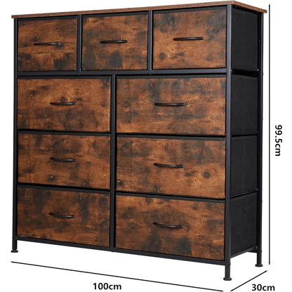 Tall Dresser for Bedroom with 9 Drawers, Storage Dresser Organizer Unit, Fabric Dresser for Bedroom, Closet,