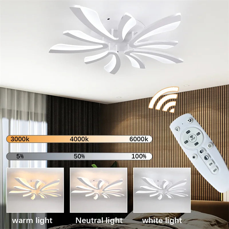 Modern Acrylic Led Chandelier Indoor Bedroom Living Room Dimming Plafond Kitchen Lighting Fixtures Pendant Light Lustres Decor