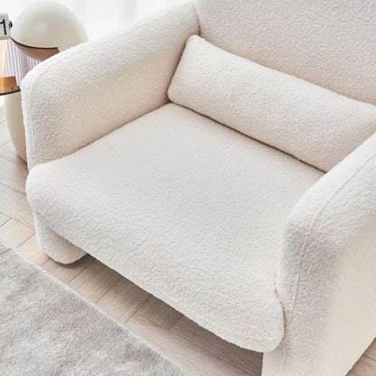 YOOBECH Fauteuil d'appoint moderne avec accoudoirs, fauteuil de lecture confortable rembourré en tissu d'agneau pour chambre à coucher, salon-Beig