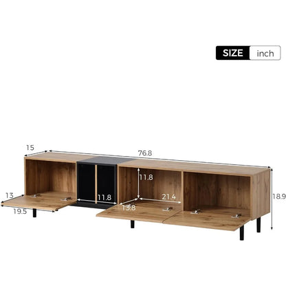 Modern TV Stand for 80 Inch,3 Cabinets & Open Shelves,TV Console Table Media Cabinet