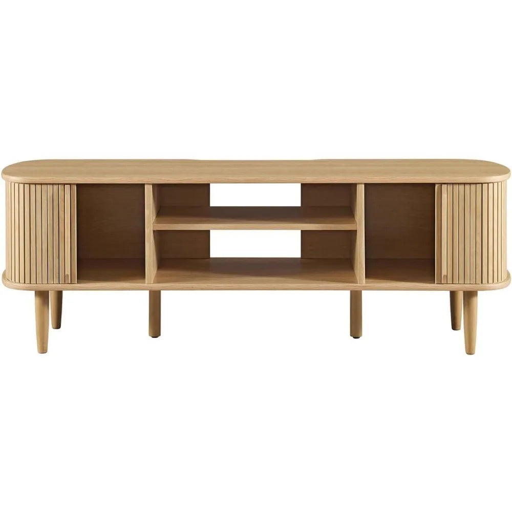 Mueble para TV multimedia Contour Mid-Century Modern de 55" en roble, 15 x 54,5 x 18,5